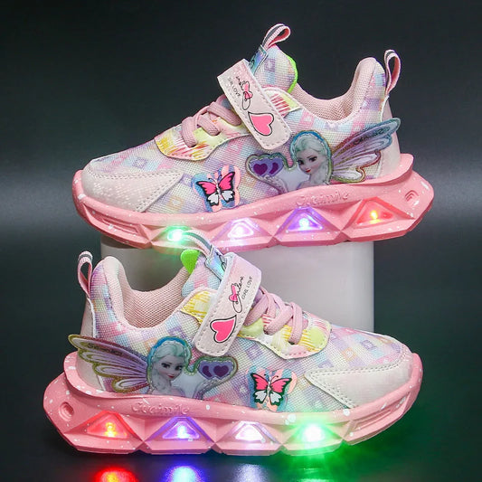 Scarpe da ginnastica traspiranti con LED a forma di cartone animato per bambini