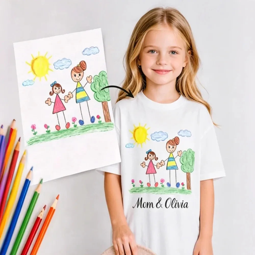T-shirt con disegno personalizzato per bambini – maglietta artistica personalizzata