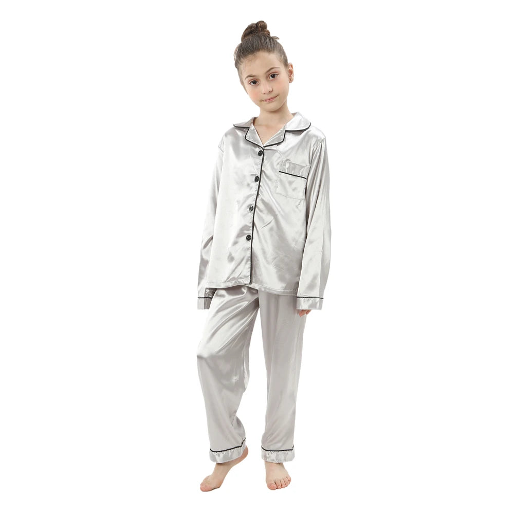 Kids Satin Pajama Set – Ages 3–14