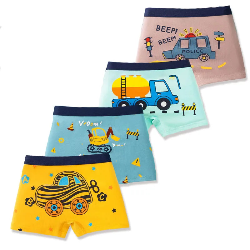 Baumwoll-Boxershorts für Jungen, 4er-Pack – Alter 3–14