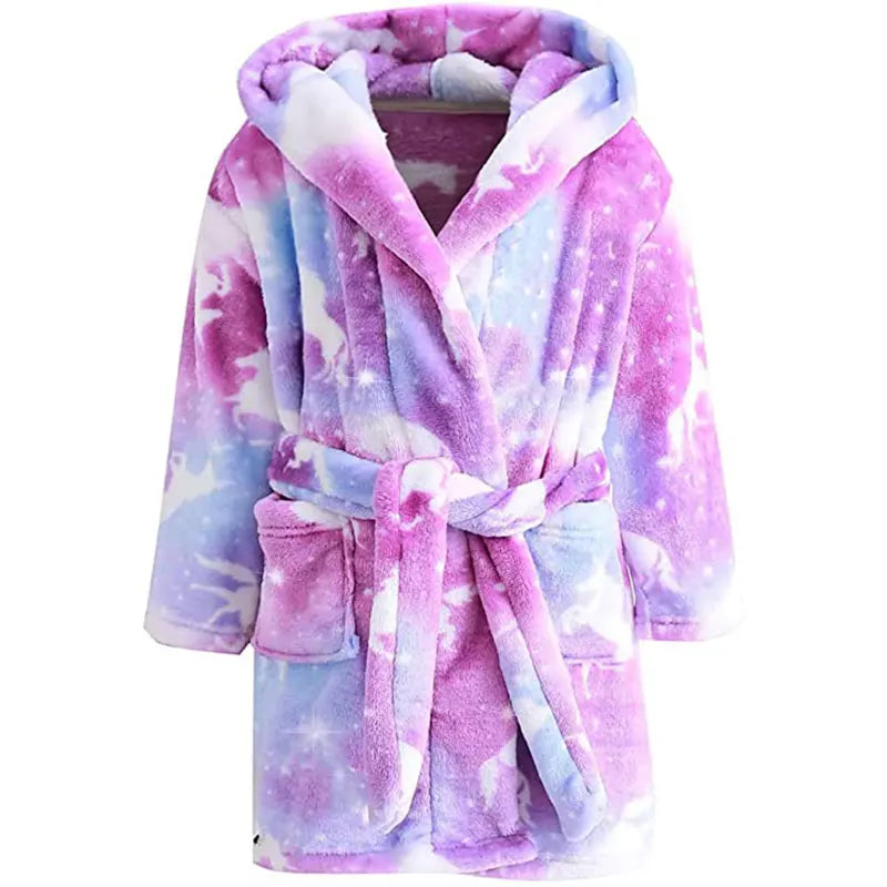 Kids Hooded Unicorn Bathrobe – Ages 2–11