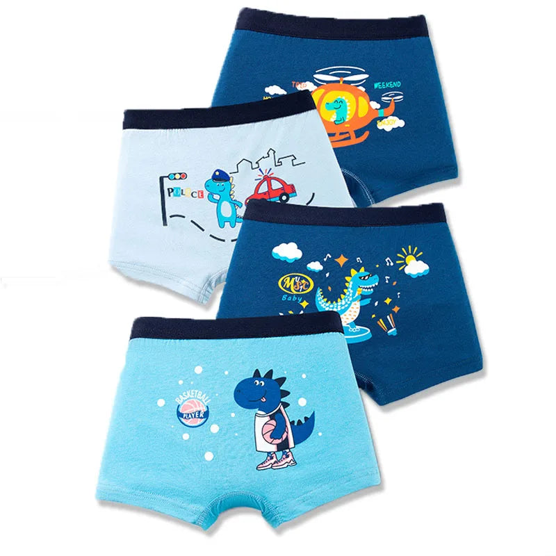 Baumwoll-Boxershorts für Jungen, 4er-Pack – Alter 3–14