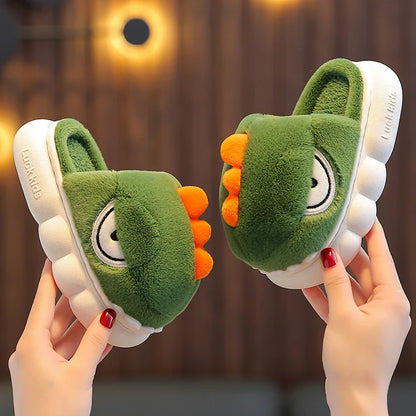 Pantuflas cálidas de dinosaurios para niños