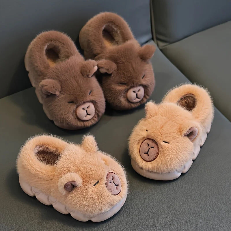 Warm Capybara Slip-On Slippers – Ages 2–13