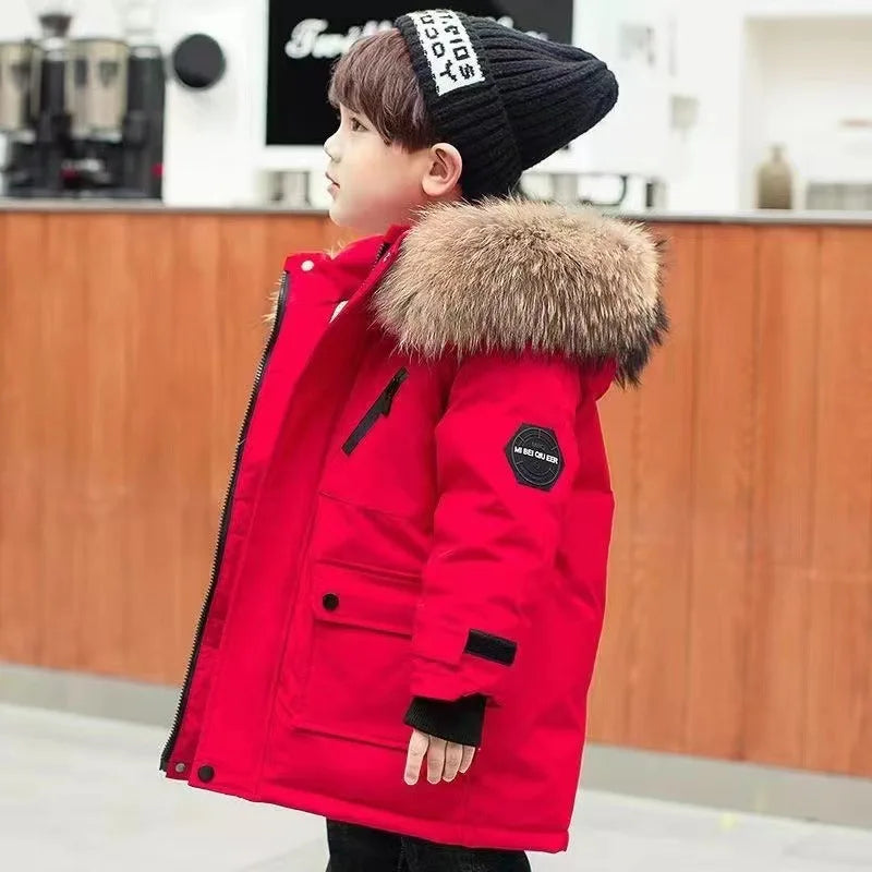 Kids Faux-Fur Winter Parka – Ages 5–12