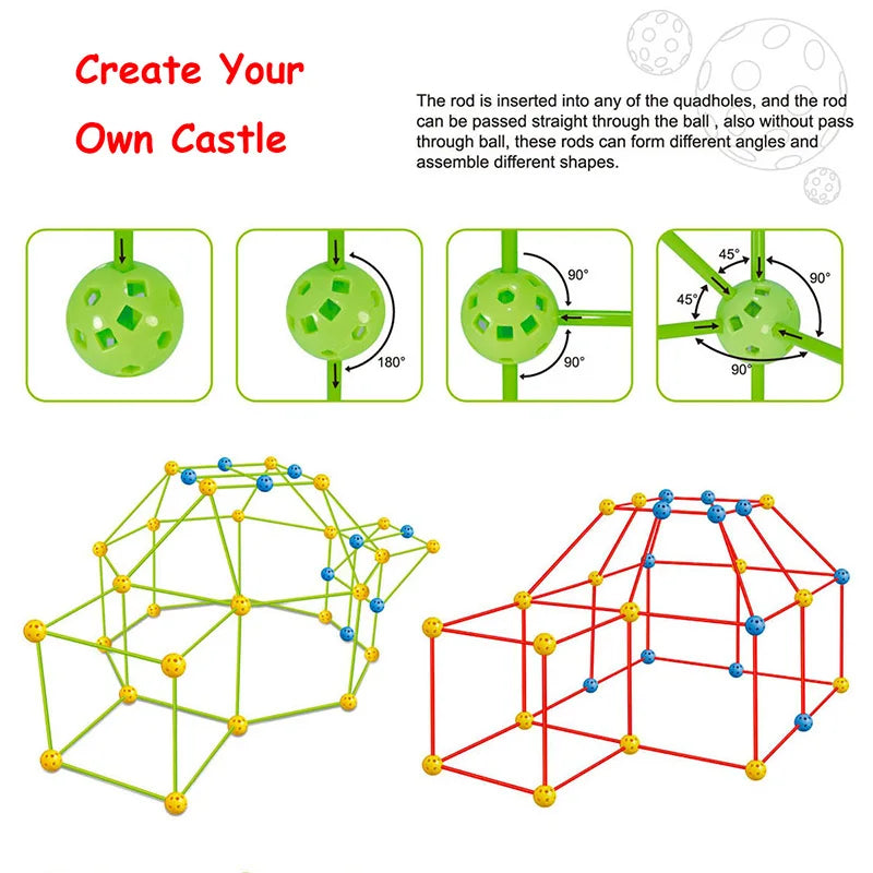Tienda de campaña infantil de interior con bloques de construcción Creative Fort
