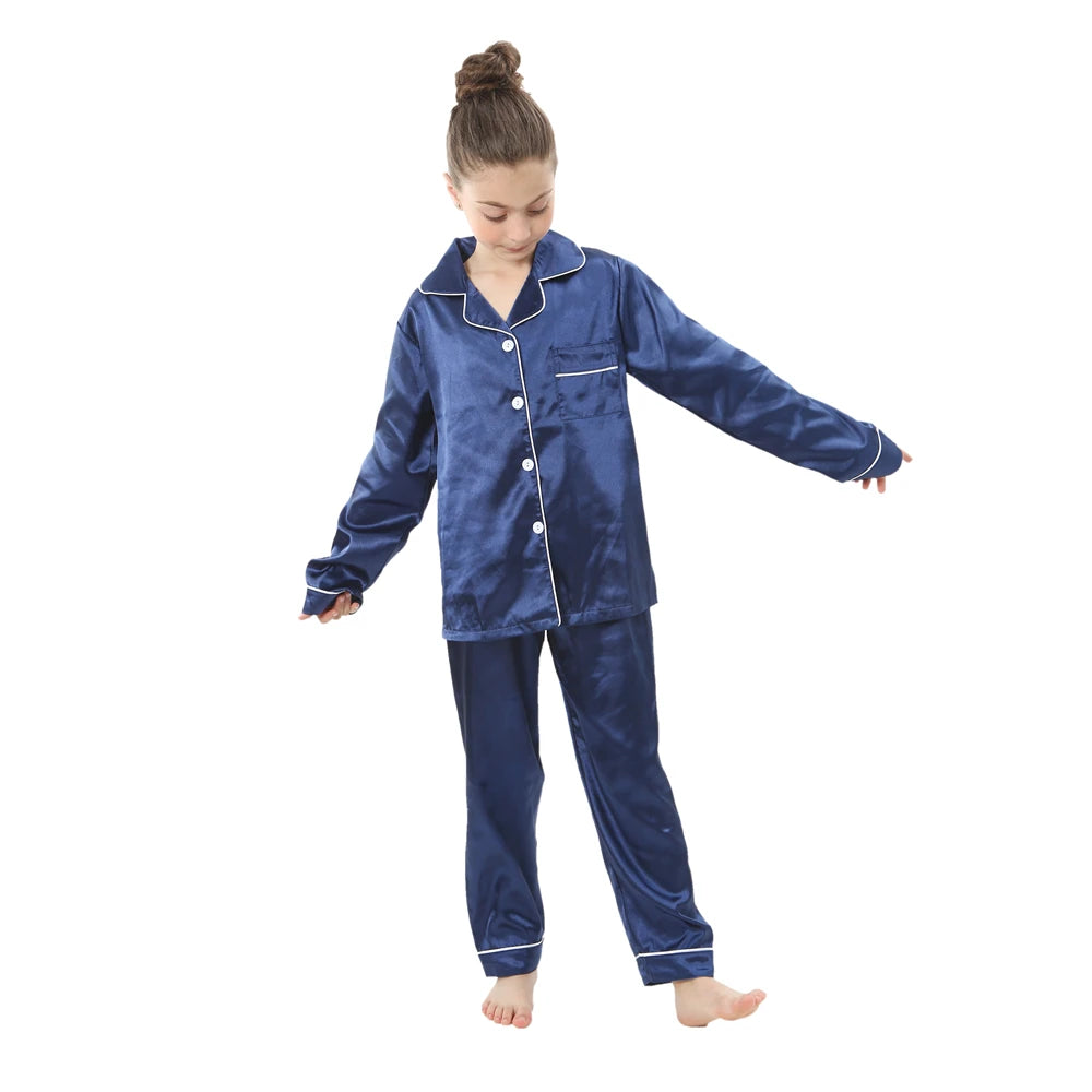 Kids Satin Pajama Set – Ages 3–14