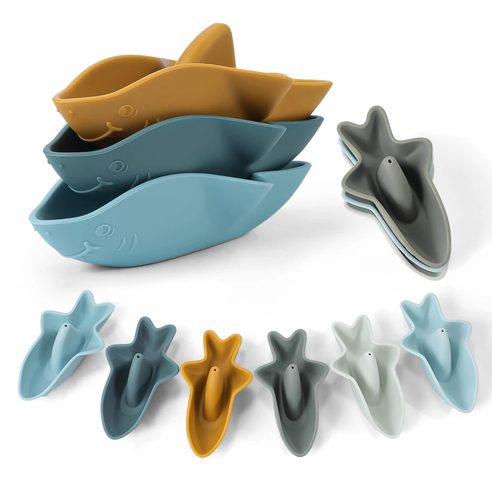 Giocattolo da Bagno Set di 3 Squali in Silicone Multivariante