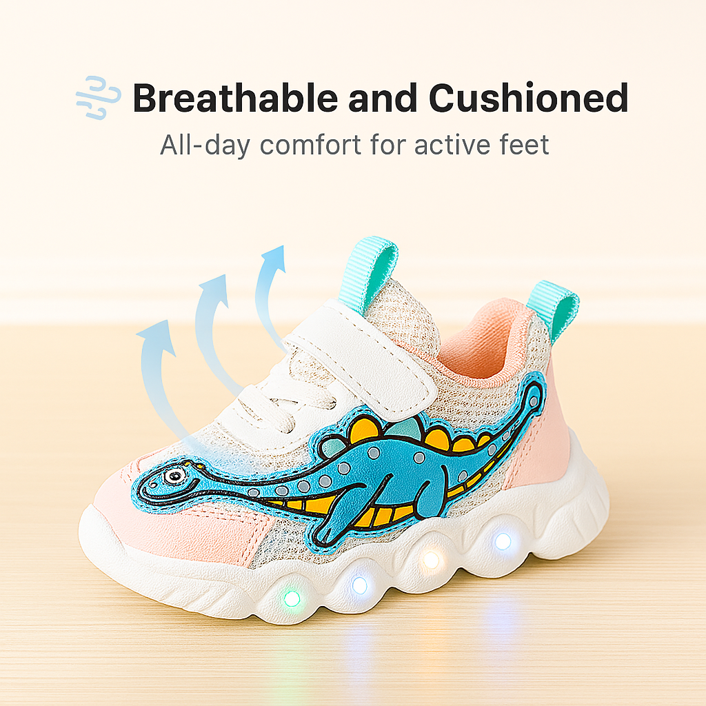 LED Dinosaur Edition Sneakers for Kids (1–6 Years)