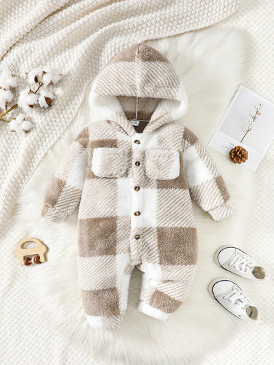 Hooded Romper with Buttons