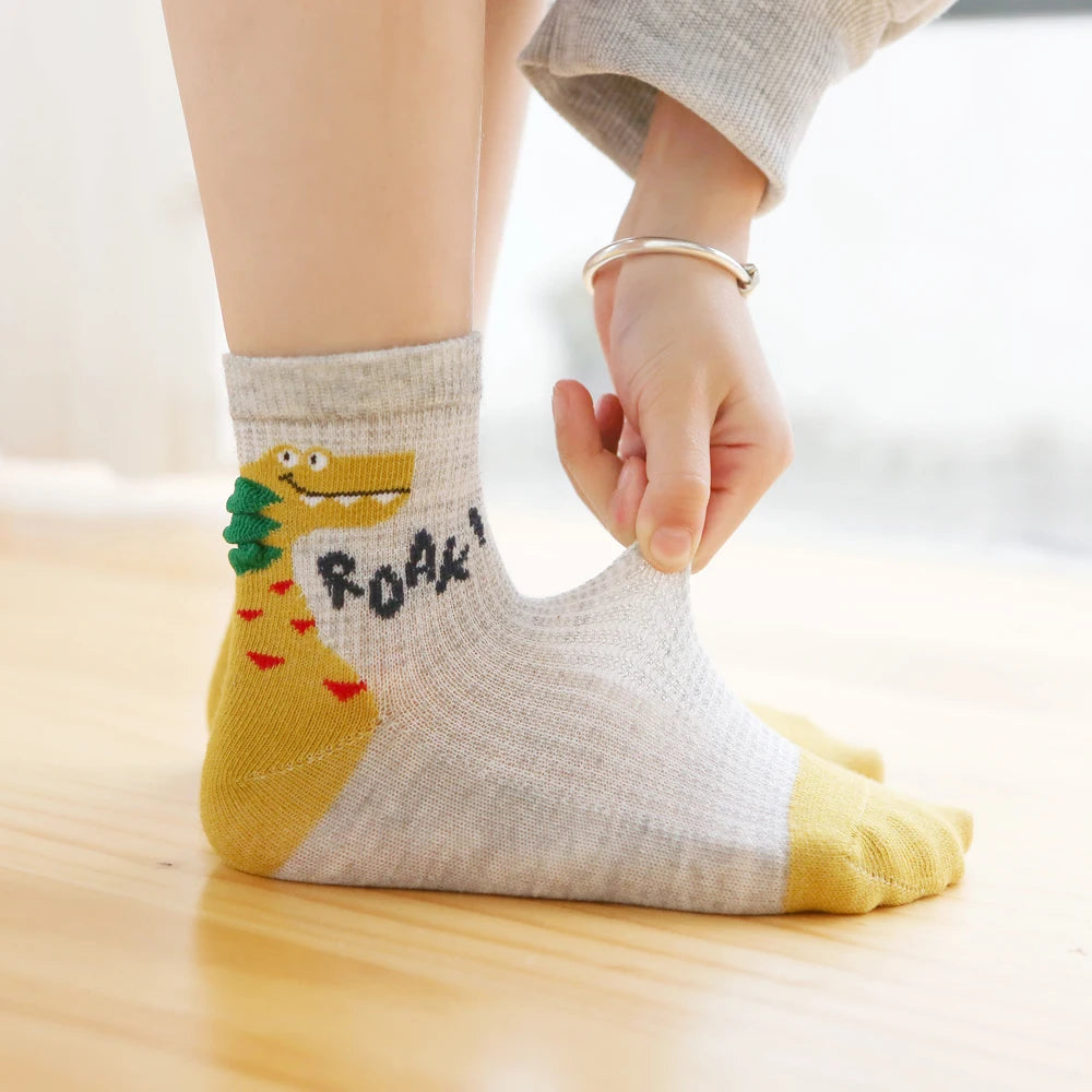 Boys Dinosaur Cotton Socks 5-Pack – Ages 0–8