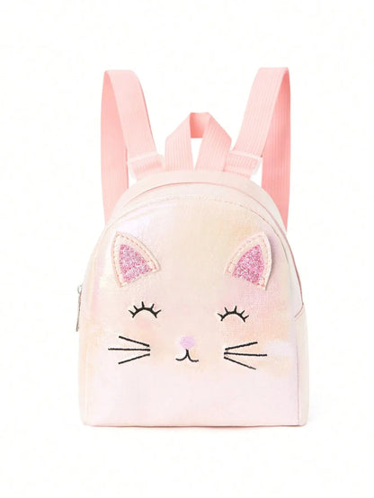 Mochila o bolso de mano con minigato bordado para niñas