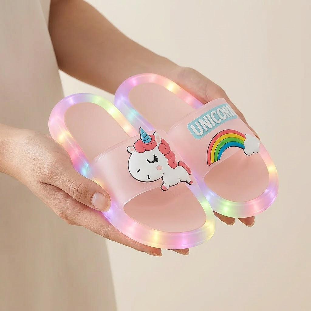 Unicorn LED Light-Up Slippers – Ages 1–8