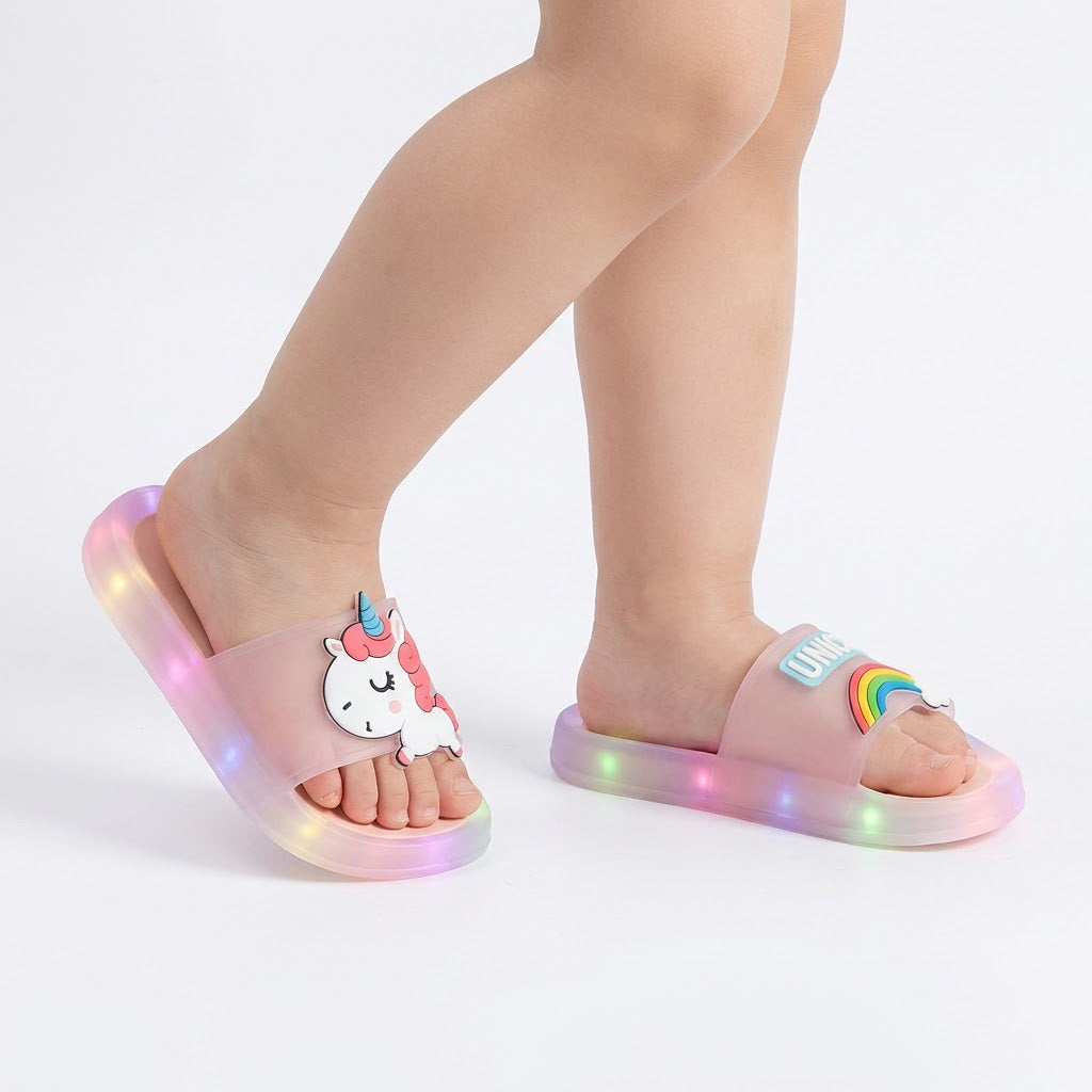 Unicorn LED Light-Up Slippers – Ages 1–8
