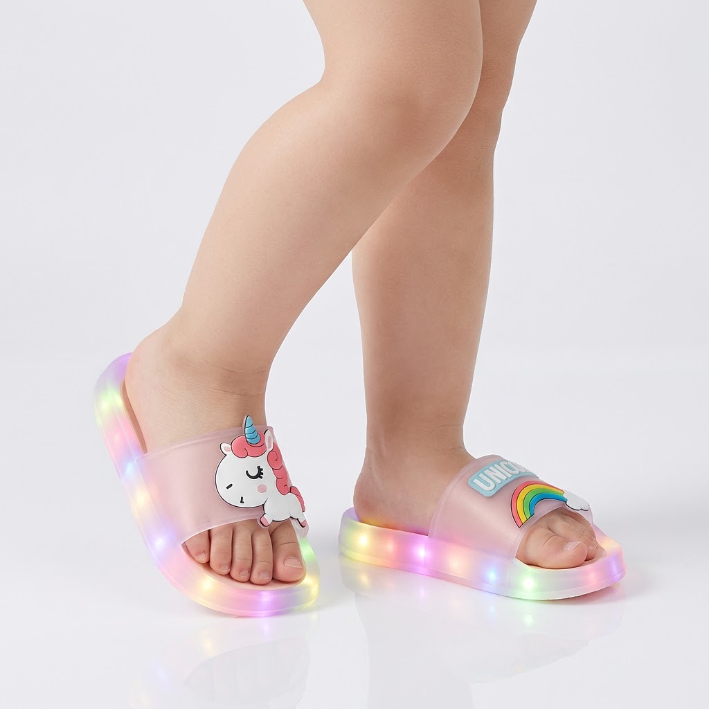 Unicorn LED Light-Up Slippers – Ages 1–8