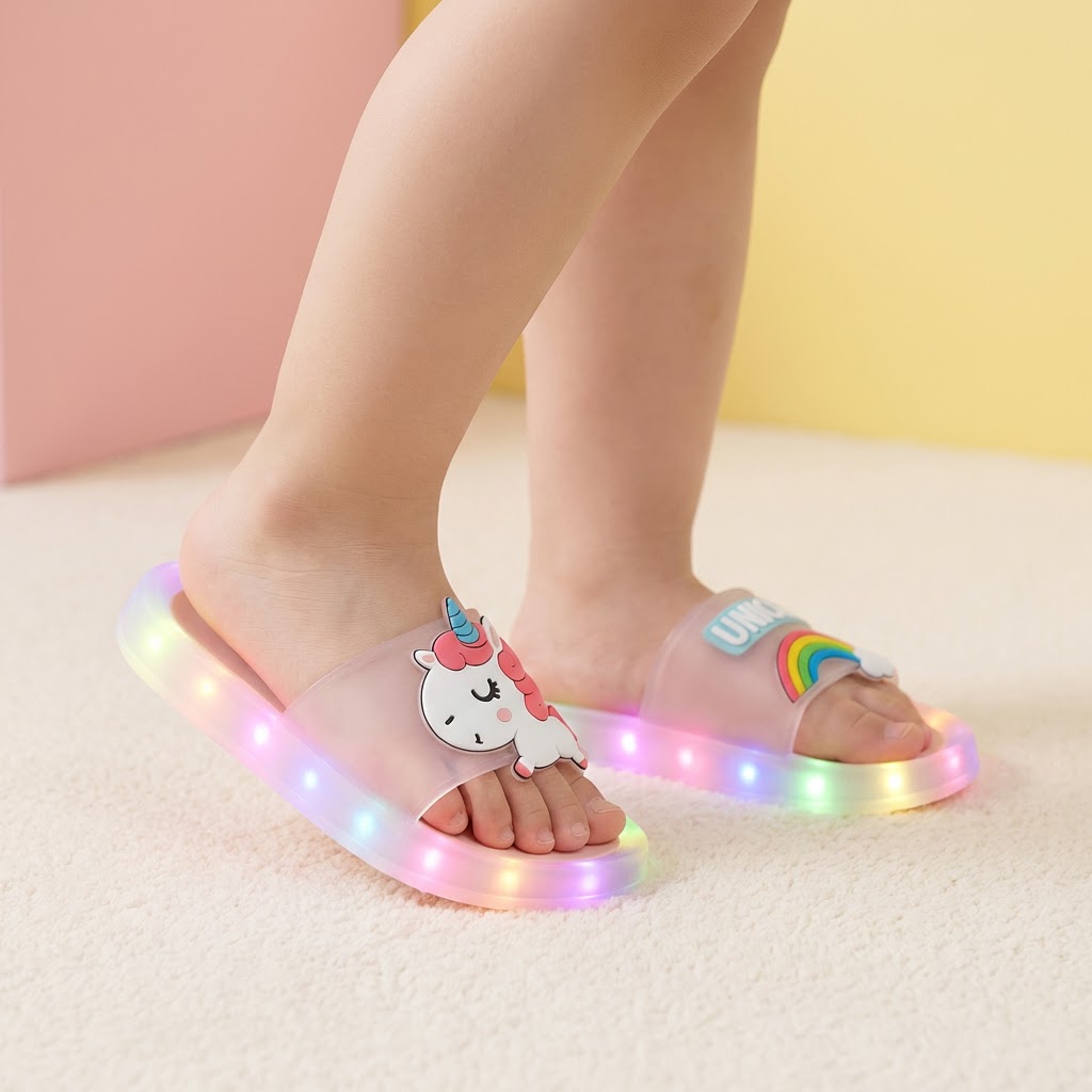 Unicorn LED Light-Up Slippers – Ages 1–8