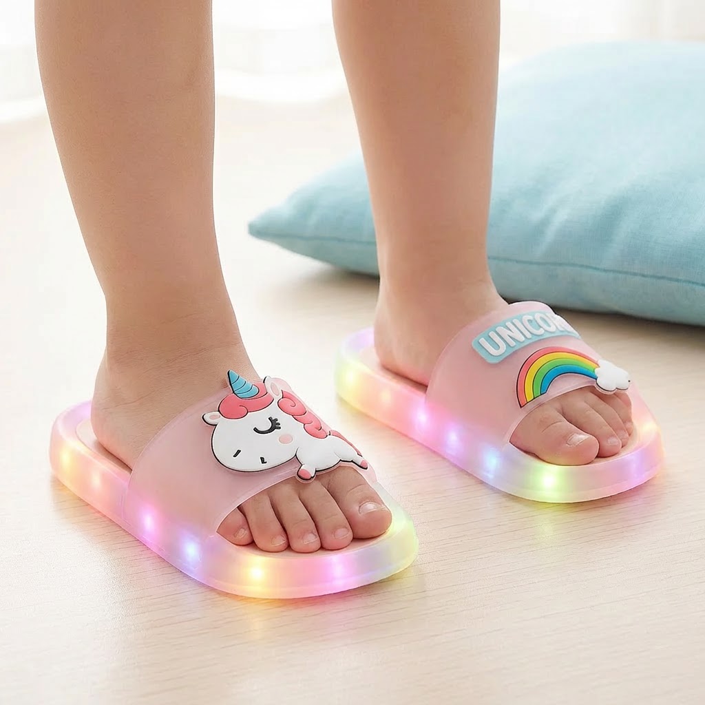 Unicorn LED Light-Up Slippers – Ages 1–8