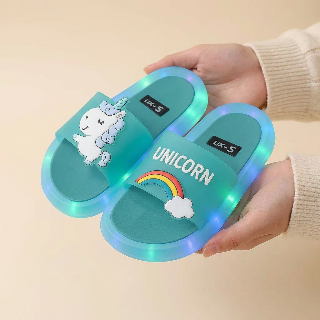 Unicorn LED Light-Up Slippers – Ages 1–8
