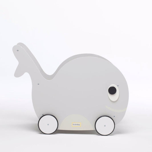 Push Toy and Toy Storage Toddler Whale Mercure Grey