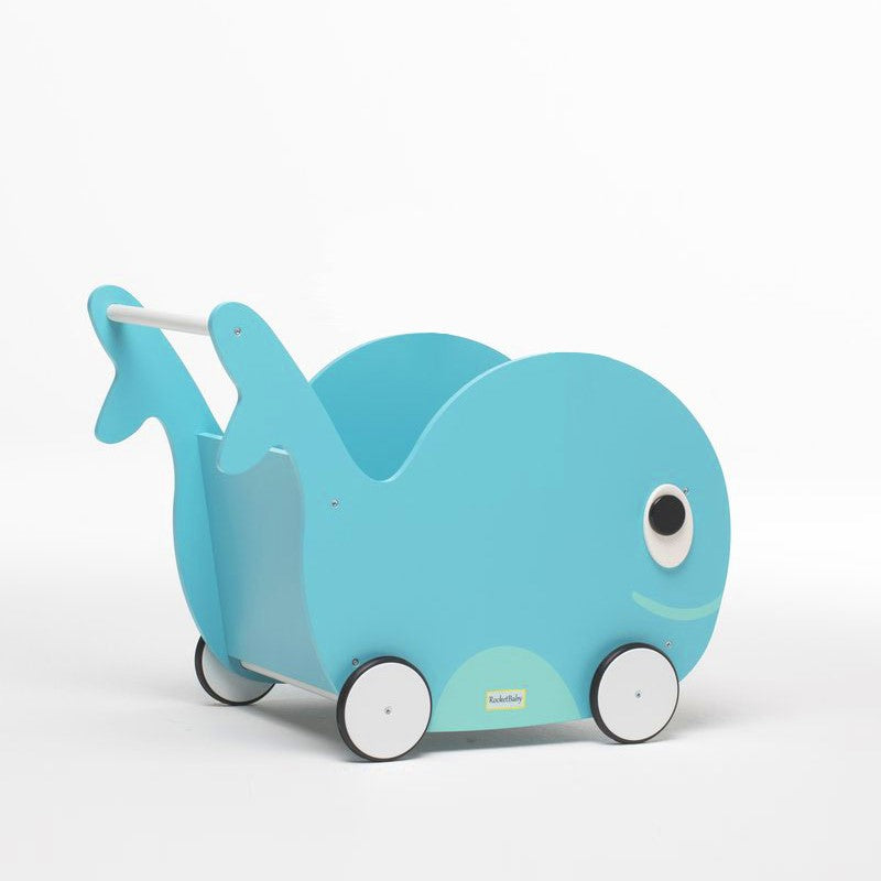 Push Toy and Toy Storage Toddler Whale Summer Green