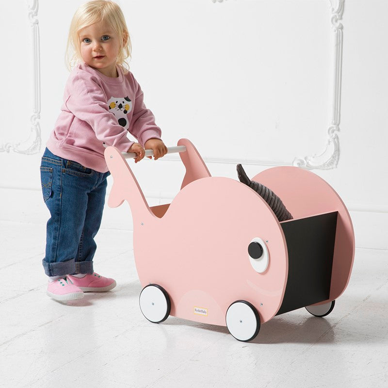 Juguete de Empuje y Guarda juguetes para niños pequeños Whale Paris Pink