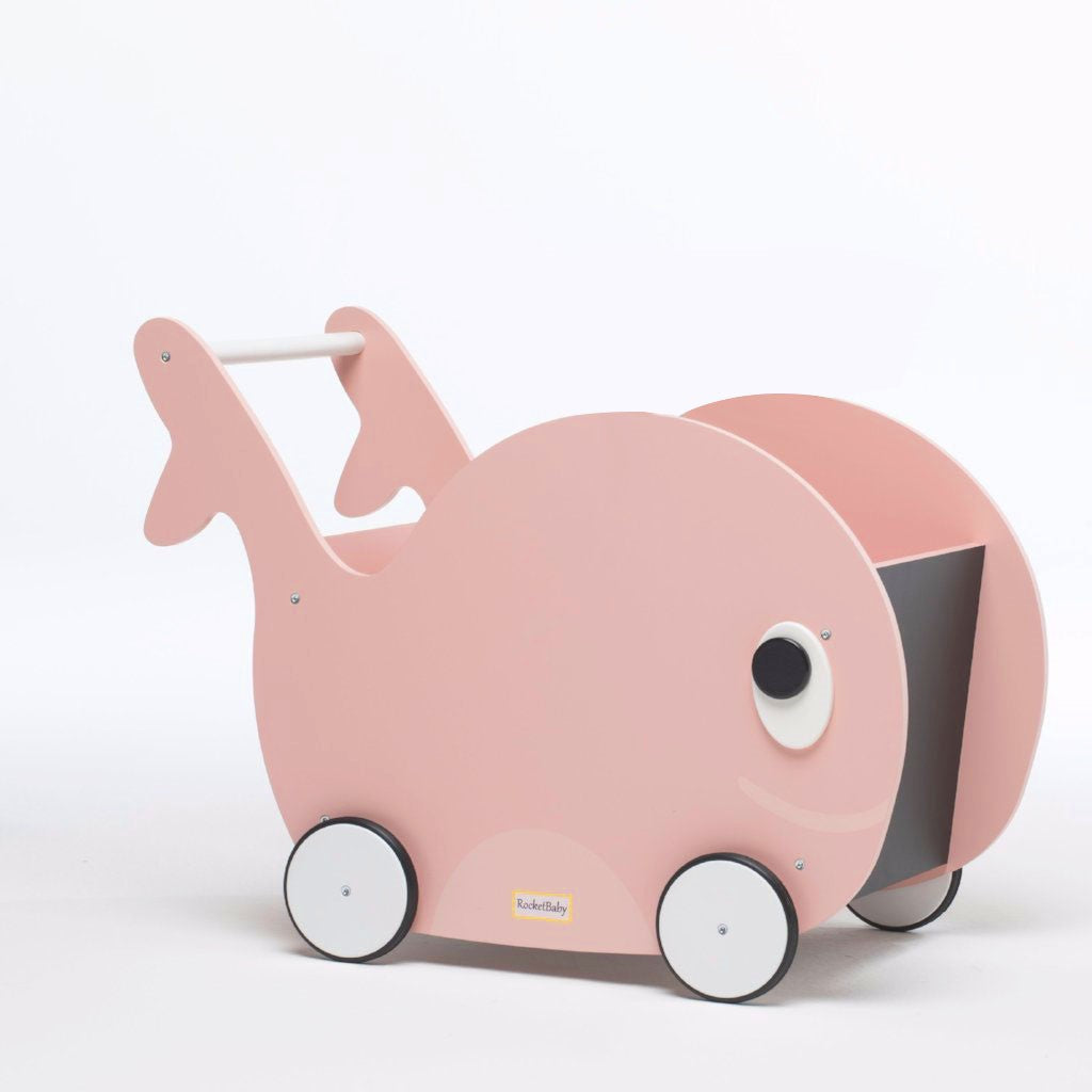 Juguete de Empuje y Guarda juguetes para niños pequeños Whale Paris Pink