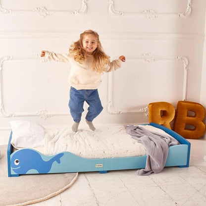 Low Kids Bed Montessori Blue Whale