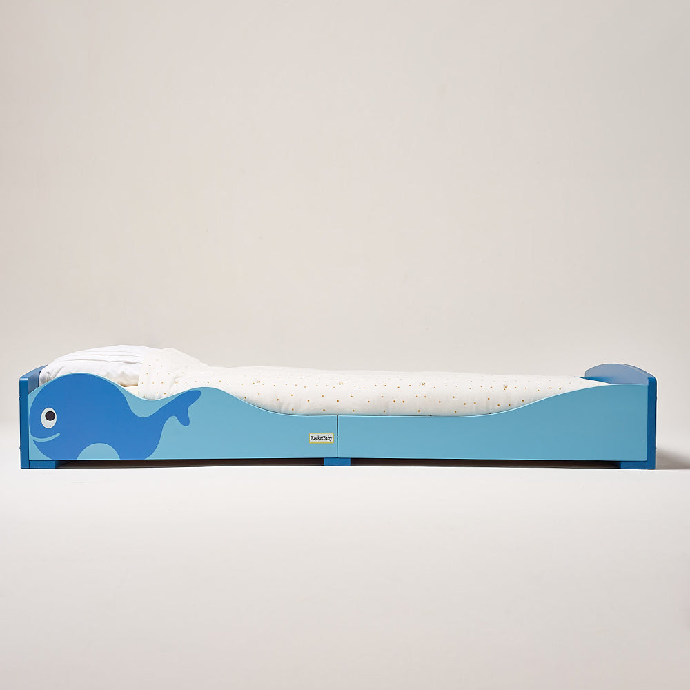 Low Kids Bed Montessori Blue Whale