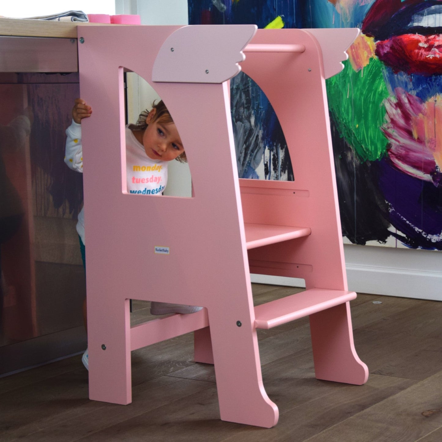 Step Stool Montessori Tower Pink Paris