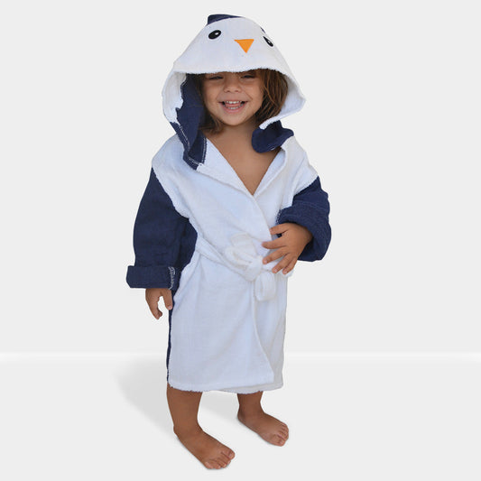 Baby Bathrobe Cotton White Penguin