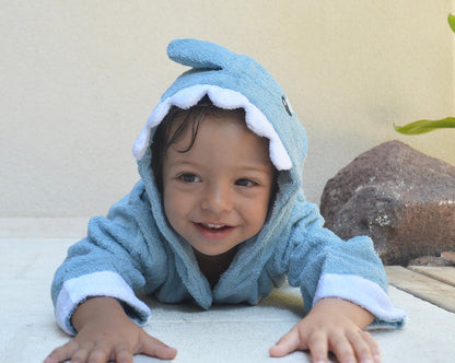 Albornoz Bebé Algodón Azul Tiburón
