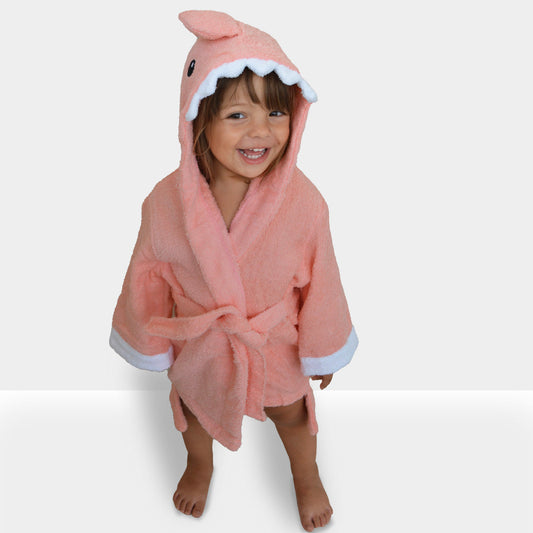 Baby Bathrobe Cotton Pink Shark