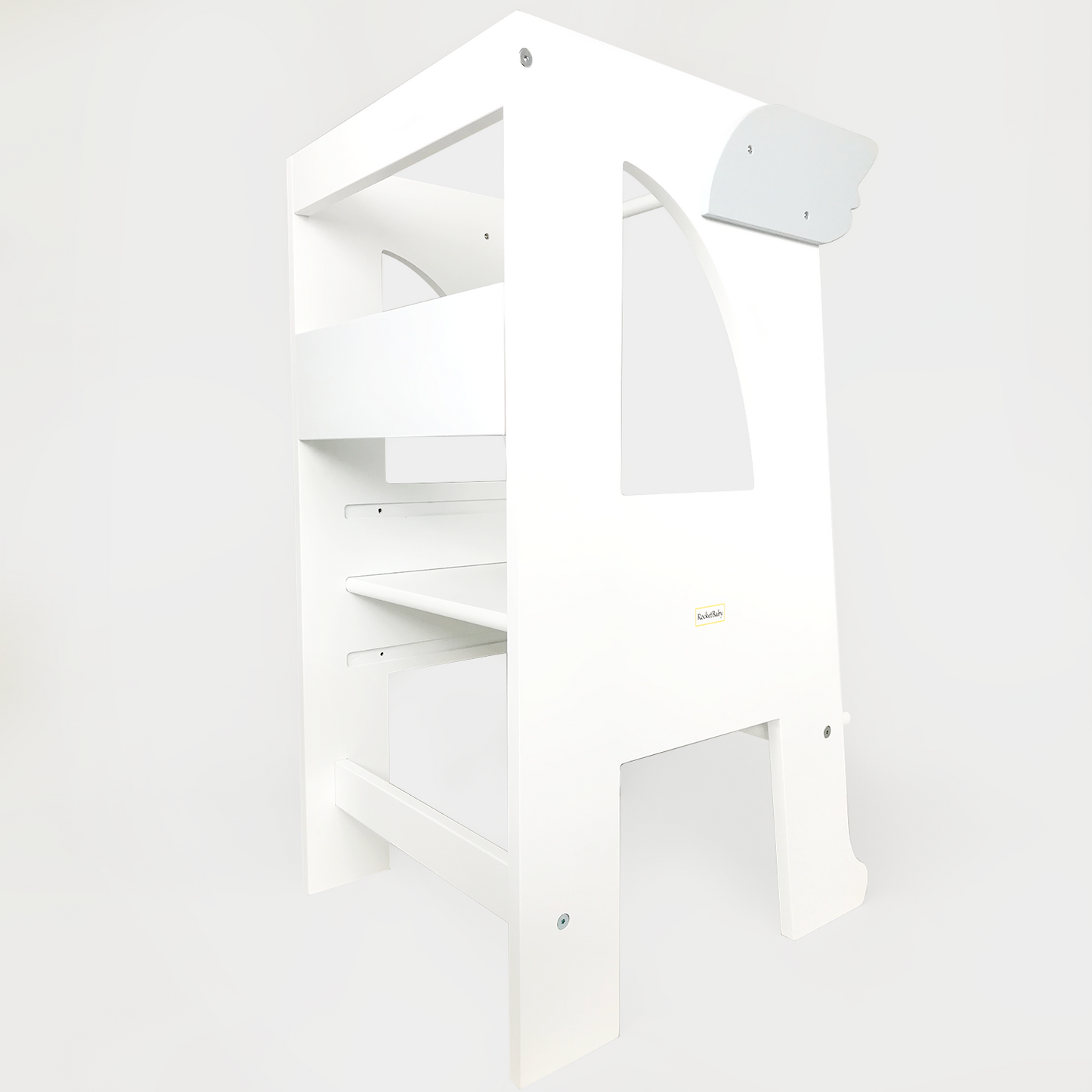 Front Protection Bar White Accessory for Step Stool Montessori Tower