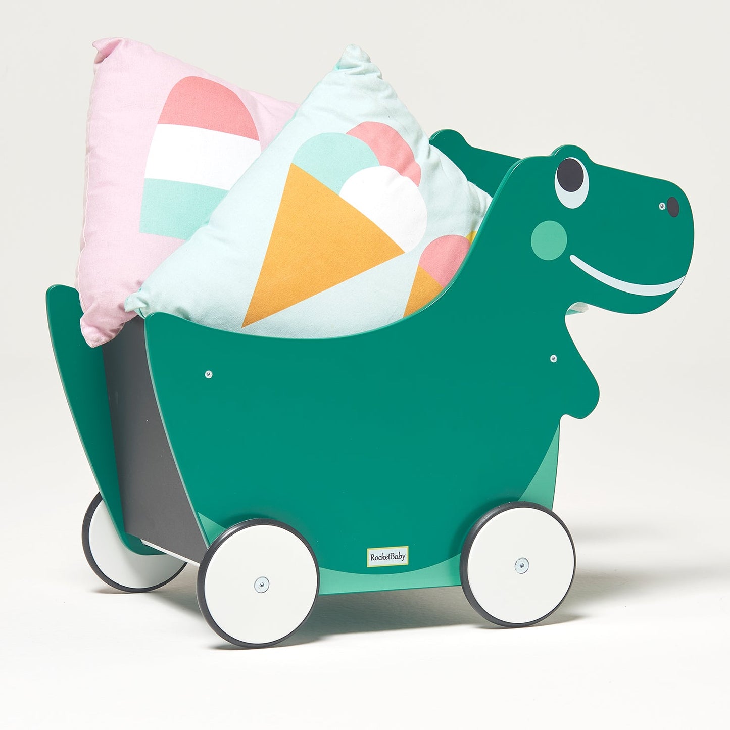 Giocattolo da spingere e contenitore per giocattoli per bambini Dino