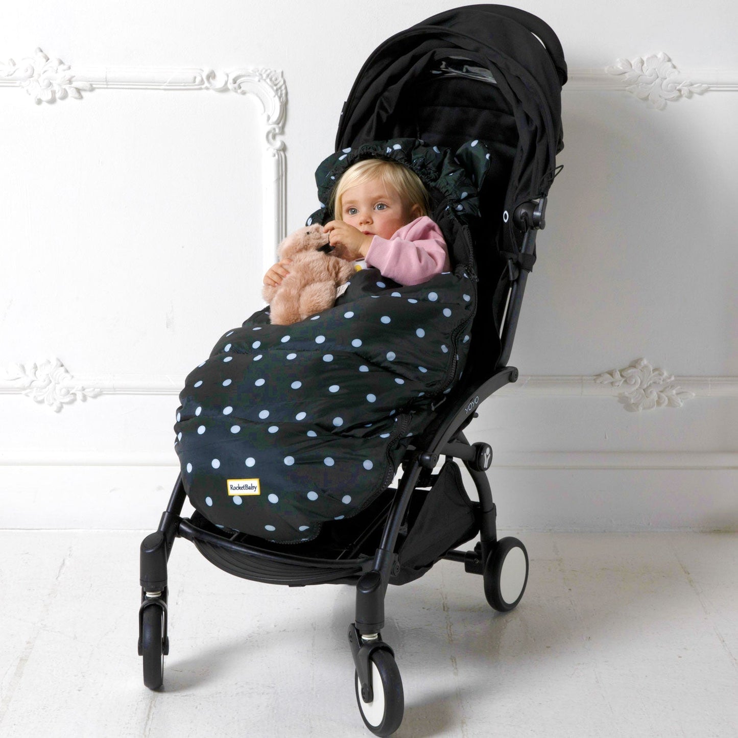 Stroller Footmuff with Ears and Dots