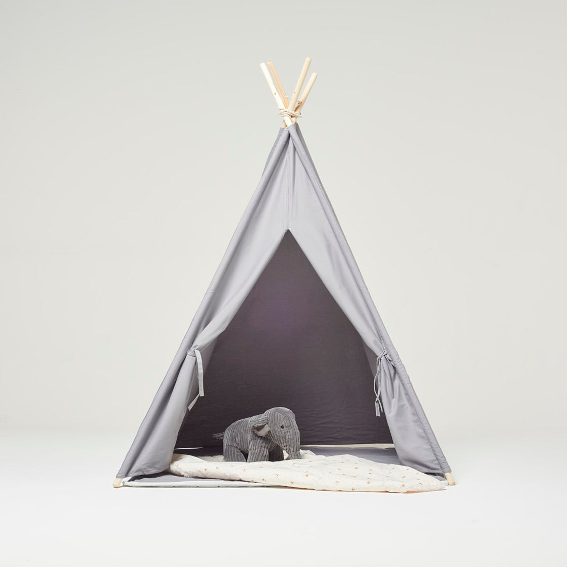 Tenda da gioco Teepee bianca grigia con cuscino