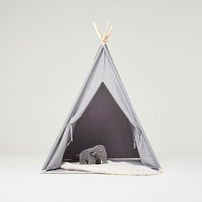 Teepee Play Tent White Grey with Cushion