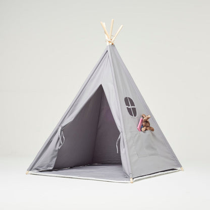 Teepee Play Tent White Grey with Cushion