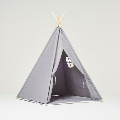 Teepee Play Tent White Grey with Cushion