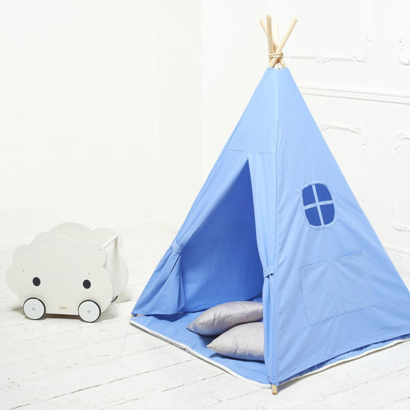 Teepee Play Tent Light Blue with Cushion