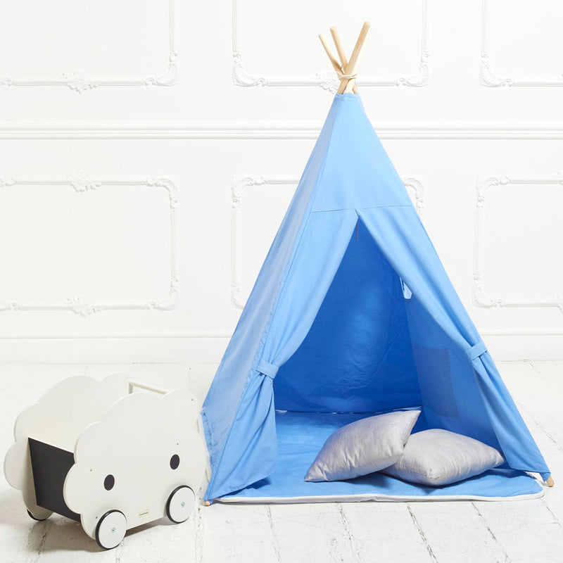 Teepee Play Tent Light Blue with Cushion