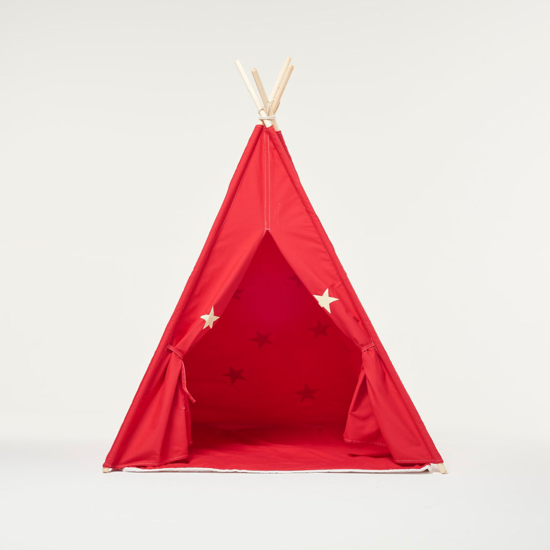 Tenda da gioco Teepee rossa e stelle fluorescenti con cuscino