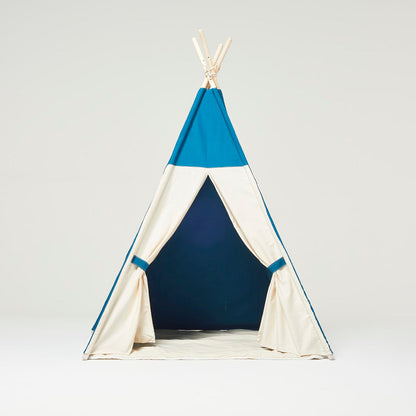 Teepee Play Tent Dark Blue and White with Cushion